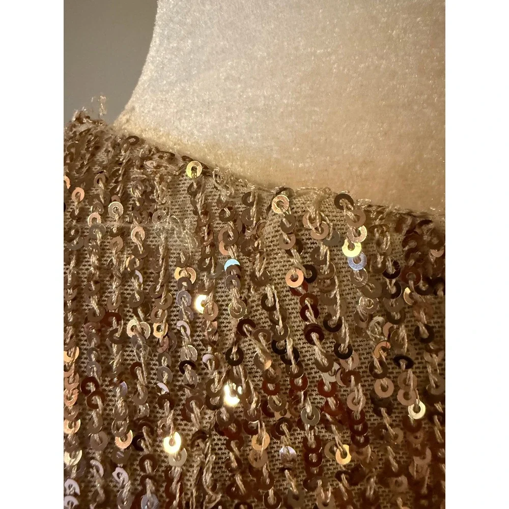 BHLDN Goldie Ombre Sequin Mini Dress Womens 14 Rose Gold Event Wedding NYE READ!